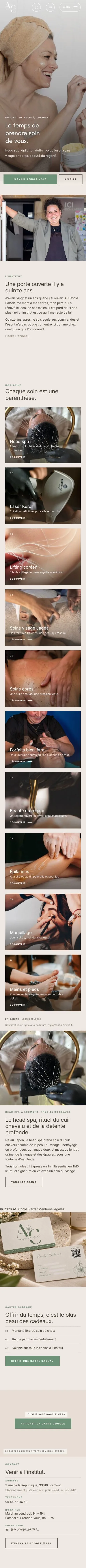 Site AC Corps Parfait sur téléphone